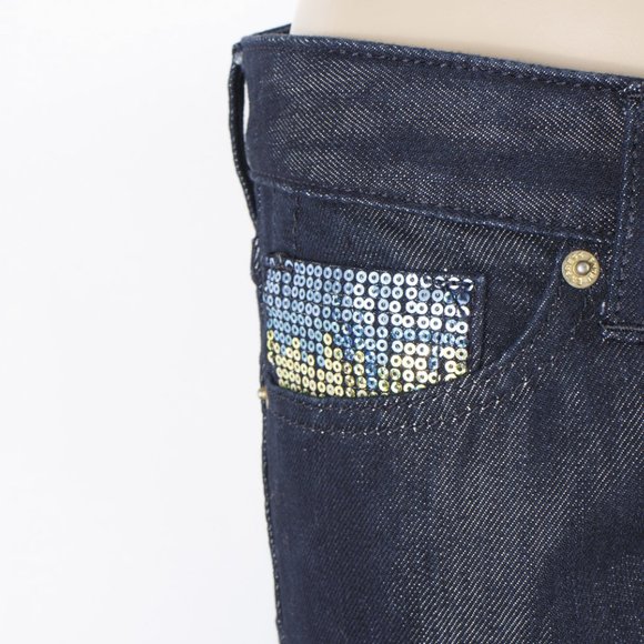 Express Jeans Stella Bootleg 4 (30 X 34) Women's Denim Jeans Dark Wash - Picture 5 of 12